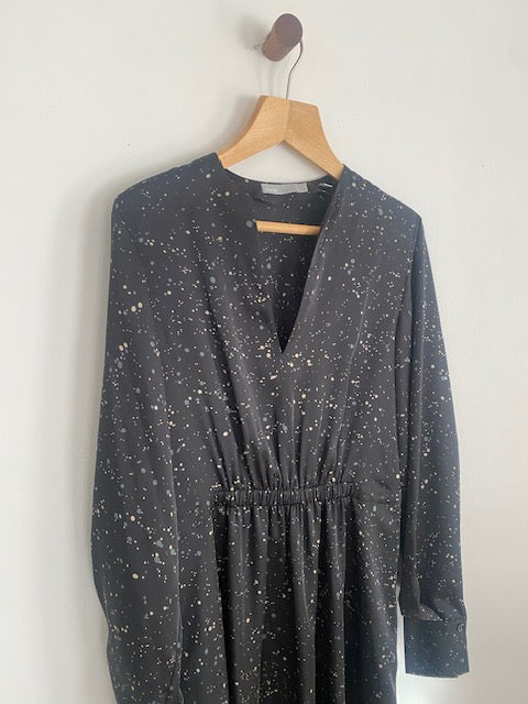 Pre-Owned Vince Printed Silk Poka Dot Long Dress