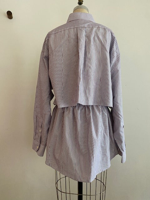 Newnorm Upcycled Cotton Burgundy/Navy stripes skirt Set.