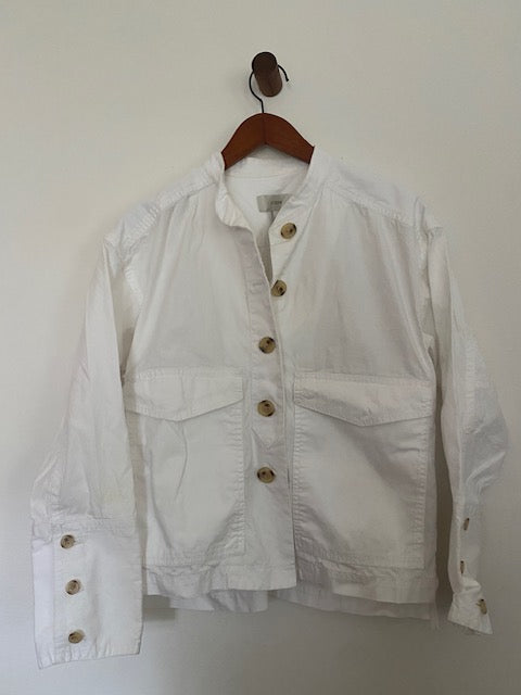 Pre-Owned J Crew White Cotton Button front Jacket