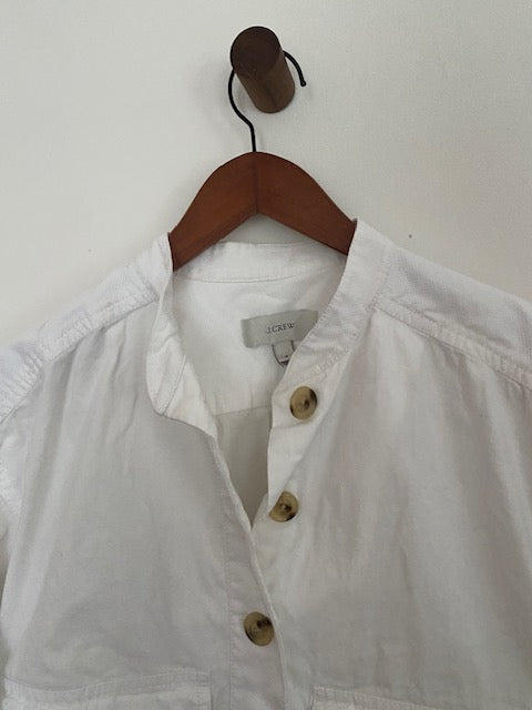 Pre-Owned J Crew White Cotton Button front Jacket