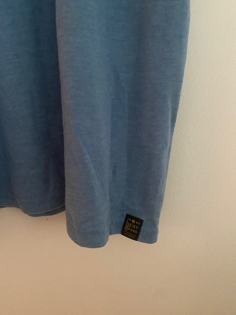 Pre-Owned LUCKY Brand Venice Burnout Cotton Short Sleeve 2 button Henley.