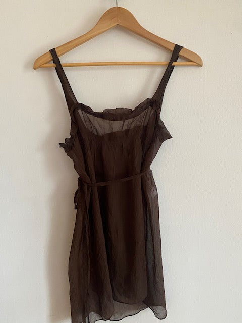 Marni Brown Silk Crinkle Top