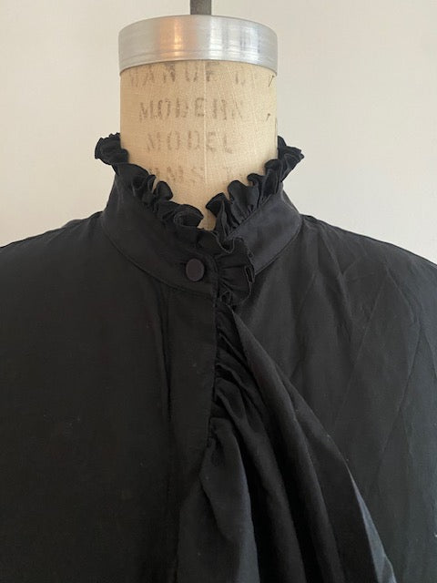 Gucci Silk Ruffle Black Blouse