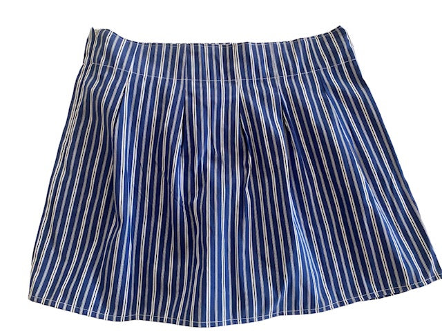 Newnorm Upcycled Blue Stripe Pleated Skirt – Size XS