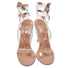 Pre-Owned Aquazzura Powder Pink Translucents Leather Lace up