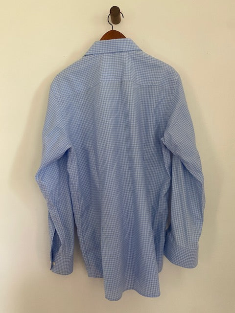 Pre-Owned Eton Blue Cotton Check Classic Shirt