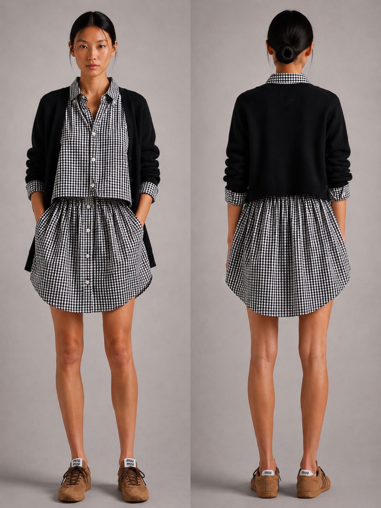 Newnorm Upcycled Blue & White Check Shirt & Skirt Set – Size S/M