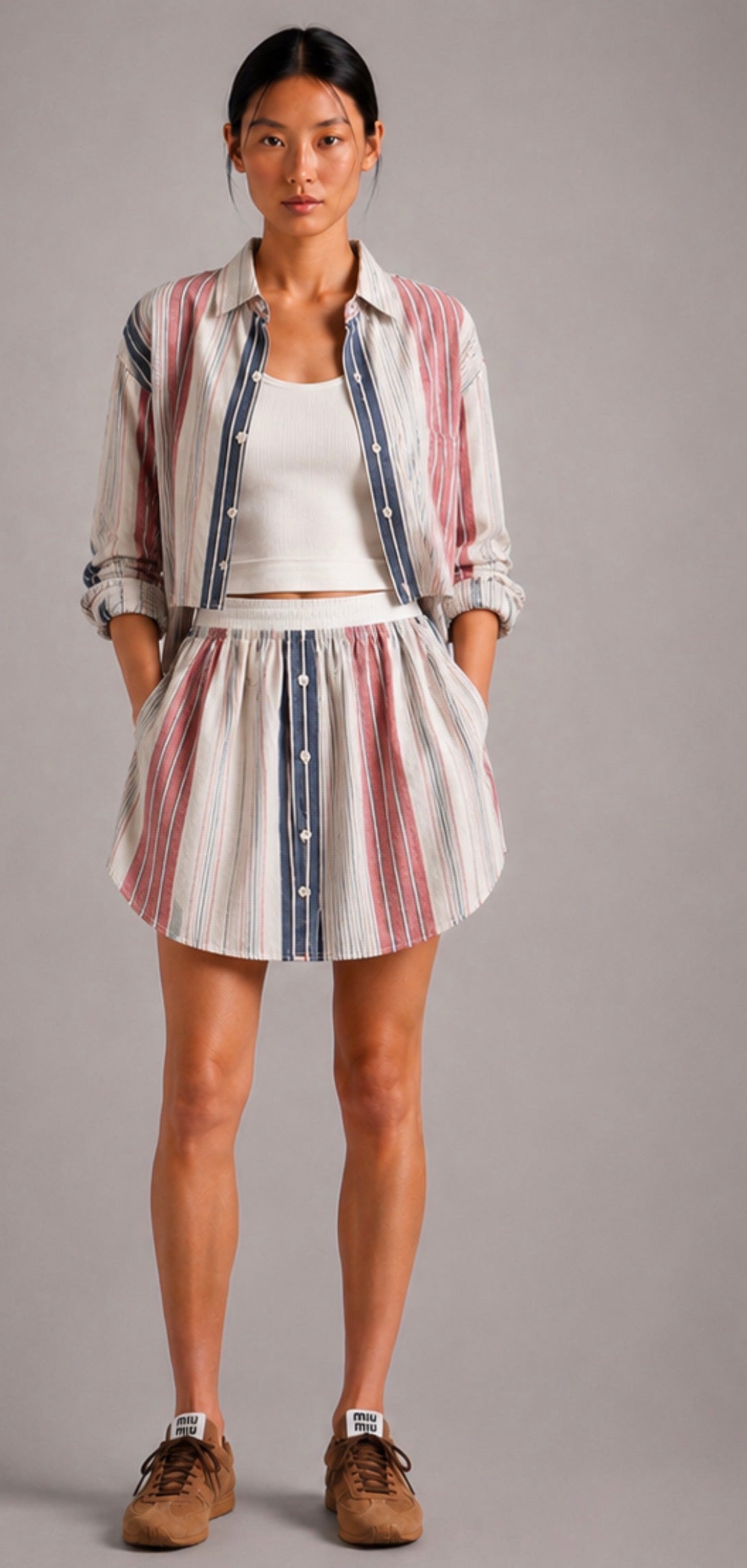 Newnorm Upcycled Multi Stripe Shirt & Skirt Set – Size S/M