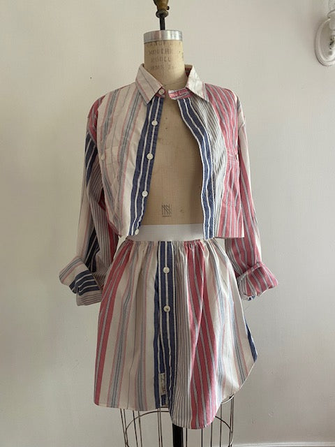 Newnorm Upcycled Multi Stripe Pull on Skirt set