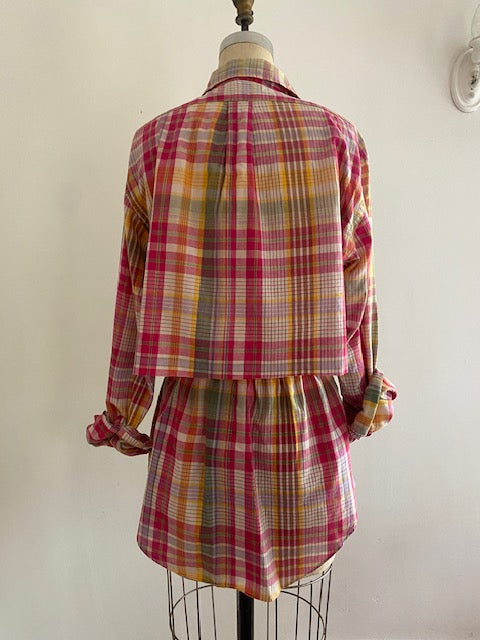 Newnnorm Upcycled Bright Pink Plaid skirt/set