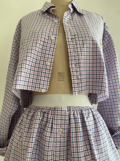 Newnorm Upcycled Pink/blue plaid Skirt set