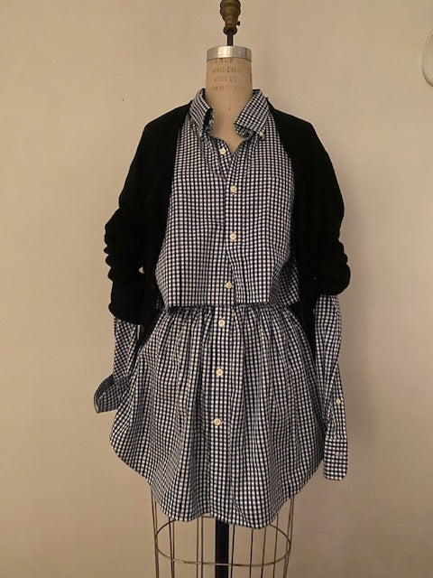 Newnorm Blue/ white check Upcycled Skirts Set