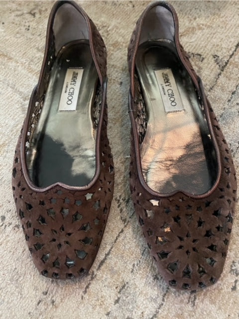 Pre-Owned Jimmy Choo Chocolate Suede flats