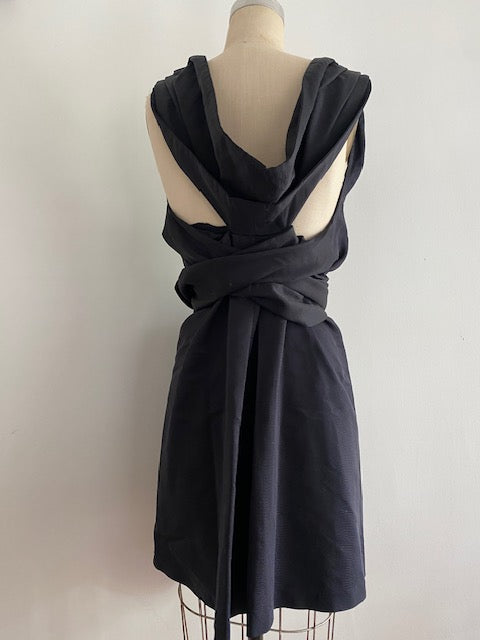 Pre-Owned Dries Van Noten Heavy Silk Faille Wrap Dress