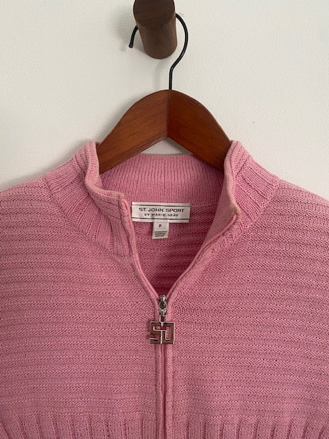 Pre-Owned St John Sport Pink Knit Cardigan