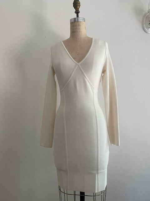 BCBGMAXAZRIA Cream Knit Fitted