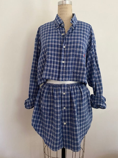 Newnorm Upcylced Cotton Blue Plaid Skirt