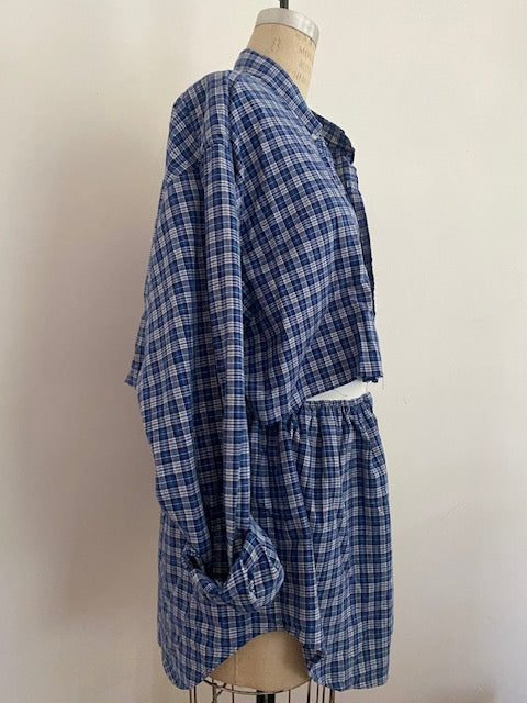 Newnorm Upcylced Cotton Blue Plaid Skirt