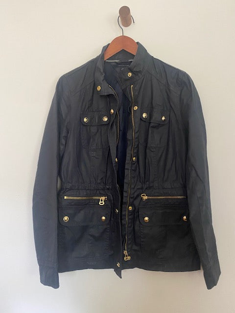 Pre-Owned Tommy Hilfiger Black Coated Canvas Twill Jacket