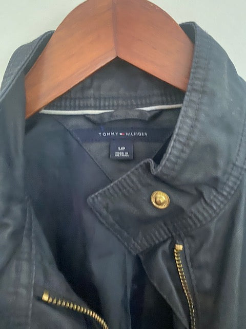 Pre-Owned Tommy Hilfiger Black Coated Canvas Twill Jacket