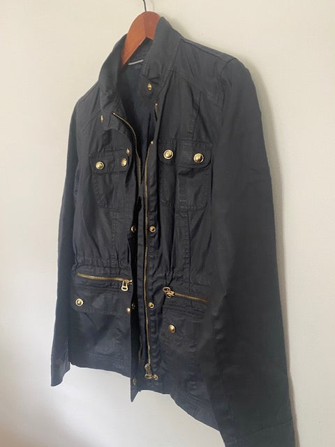 Pre-Owned Tommy Hilfiger Black Coated Canvas Twill Jacket