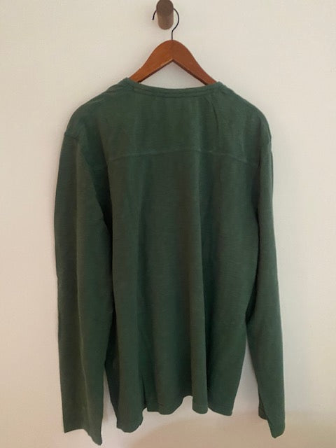 Pre-Owned FATFACE Organic Cotton Green 3 button Henley