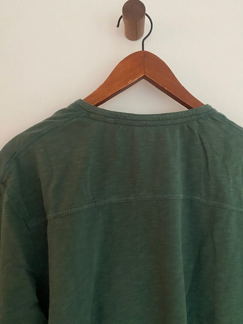 Pre-Owned FATFACE Organic Cotton Green 3 button Henley