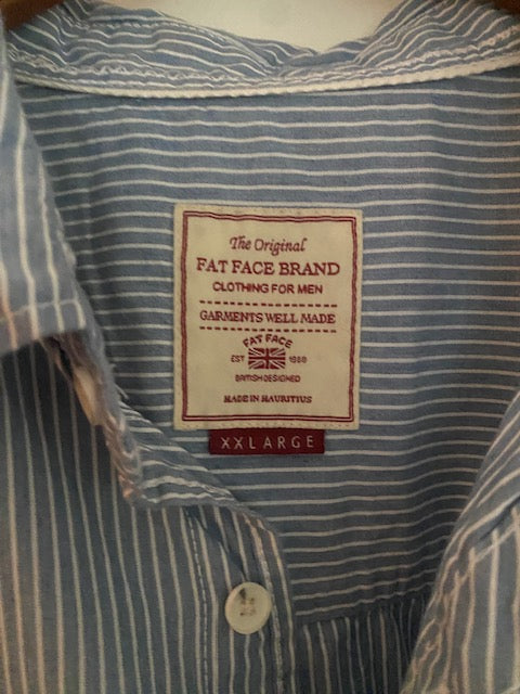 Pre-Owned FATFACE 100% Cotton Button Down Blue+ White Stripe Shirt