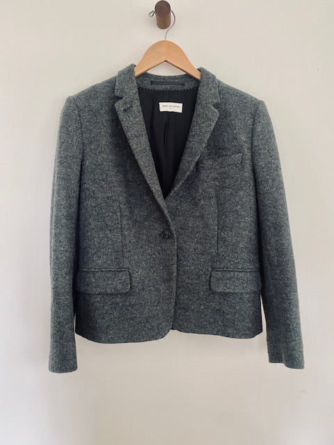 Pre-Owned Dries Van Noten Grey Wool Blazer