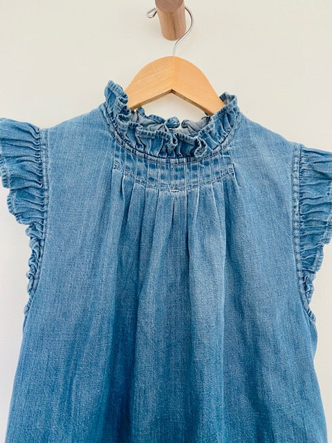 Pre-Owned Frame Cotton Denim Ruffle Top