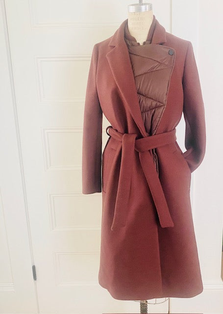 Pre-Owned HM STUDIO Belted Coat with Padded Front Detail.