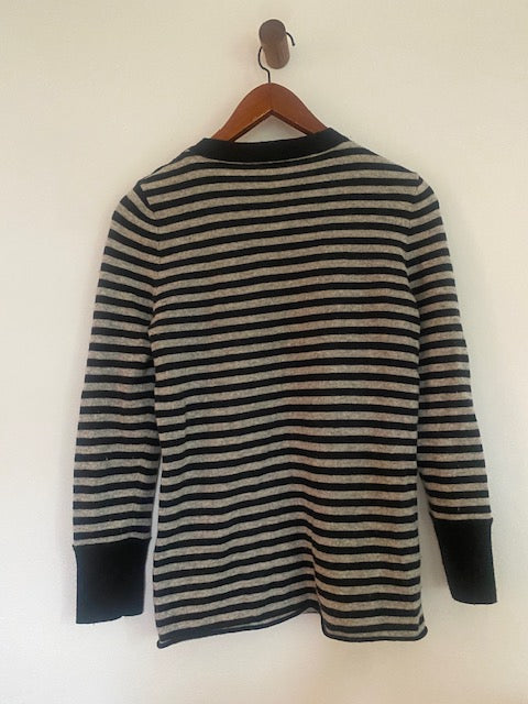 Pre-Owned J Crew Wool Stripe Sweater with Solid cuff and neckline.