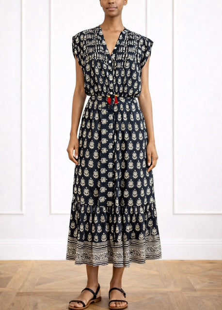 Pre-Owned Bell By Alicia Bell Midi Block Cotton Printed Dress