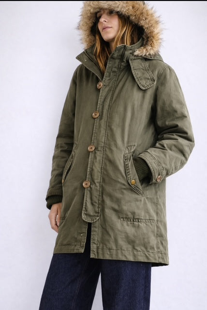 Pre-Owned Pas De Calais Cotton Parka with Fur hood.