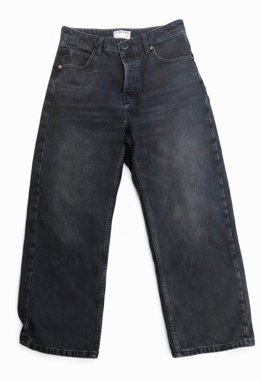 Free People  Black Barrel leg Jean