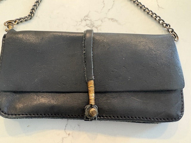 Handmade Jo Vintage Minimal Leather Chain Crossbody