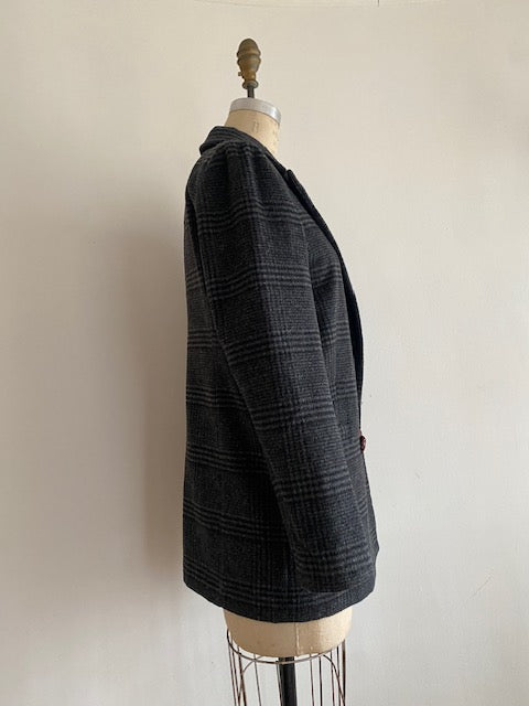 Pre-owned Ganni Double Breasted Wool Plaid Jacket