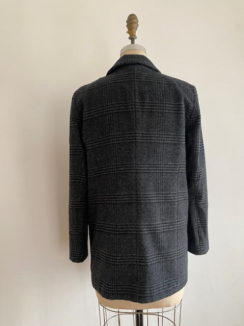 Pre-owned Ganni Double Breasted Wool Plaid Jacket