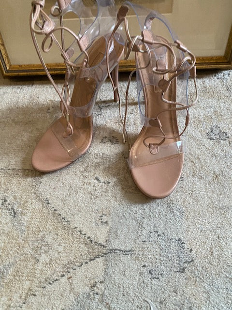 Pre-Owned Aquazzura Powder Pink Translucents Leather Lace up