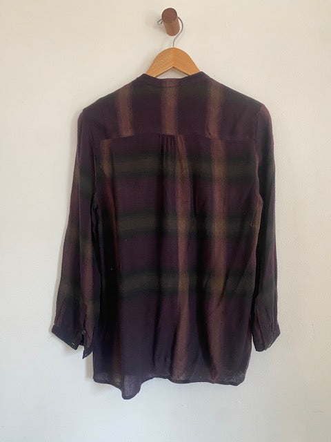 Pre-Owned Burberry Ruffle Wool Plaid  Shirt