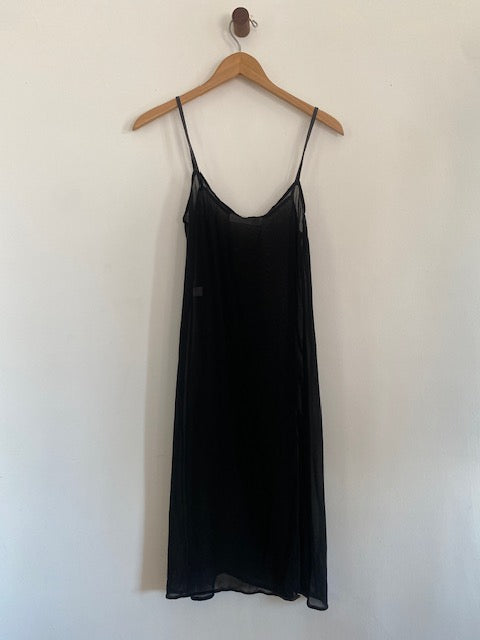 Pre-Owned Miu Miu Black Sheer Slip Dress