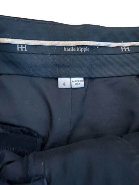 Pre-Owned Haute Hippie Black Wool Crepe Pleated Trouser