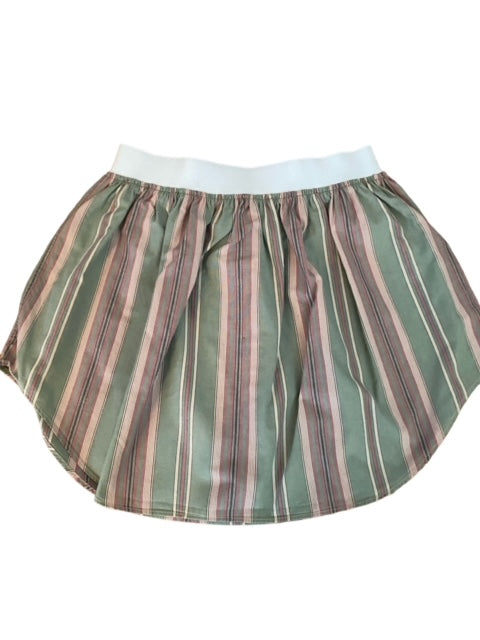 Newnorm Upcylcled Green/Pink Stripe pull on skirt