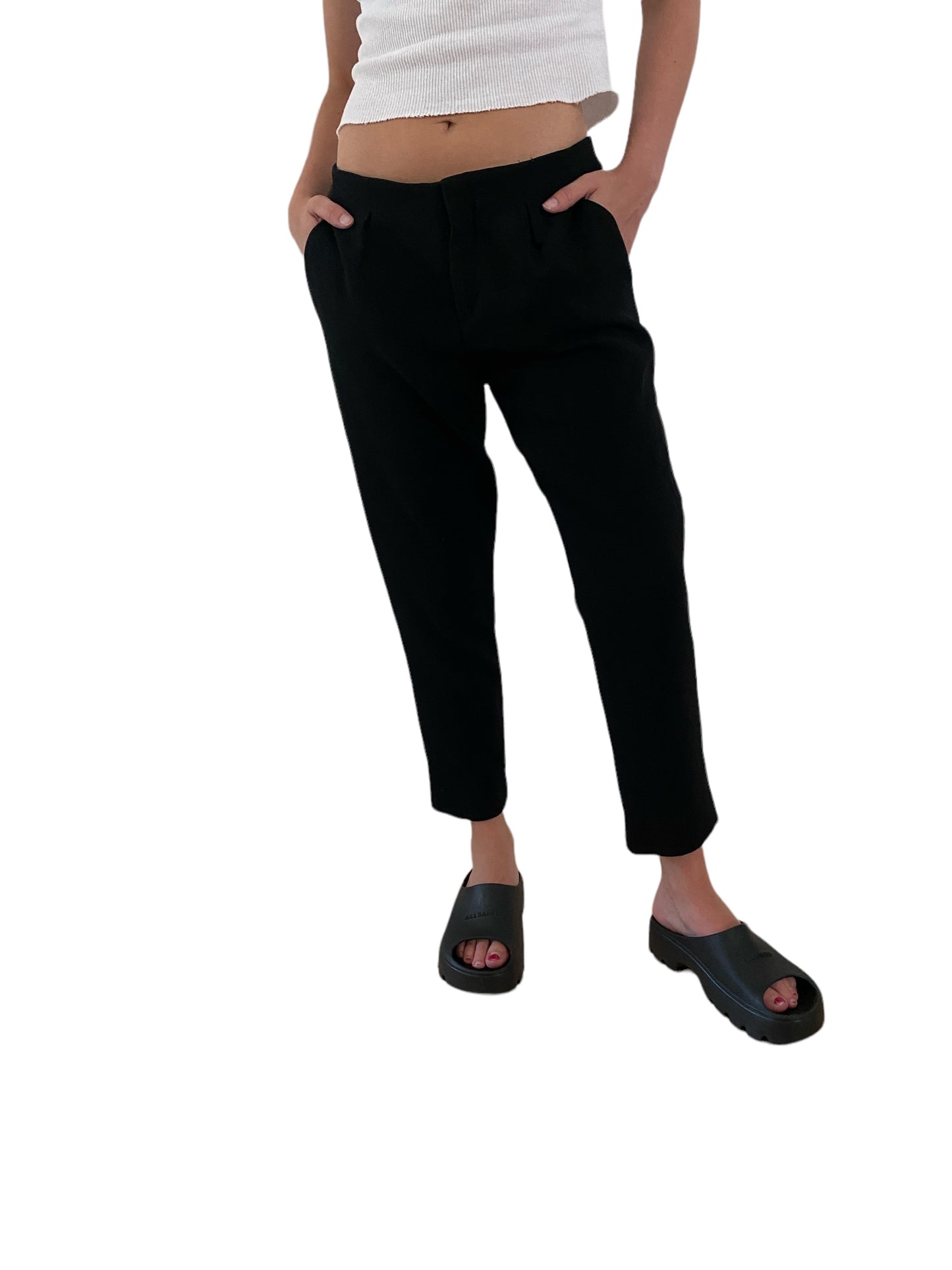 Pre-Owned Haute Hippie Black Wool Crepe Pleated Trouser