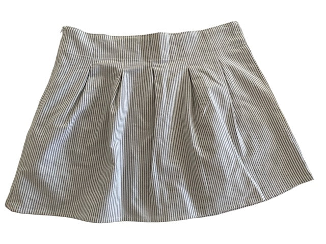 Newnorm Upcylced Grey+ White Cotton Stripe Pleated Skirt