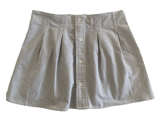 Newnorm Upcylced Grey+ White Cotton Stripe Pleated Skirt