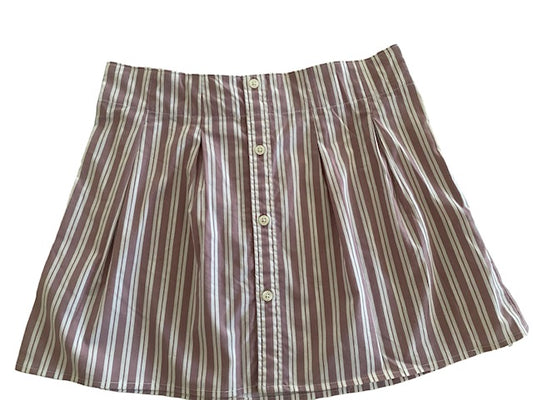 Newnorm Upcylced Red+White Cotton Stripe Pleated Skirt