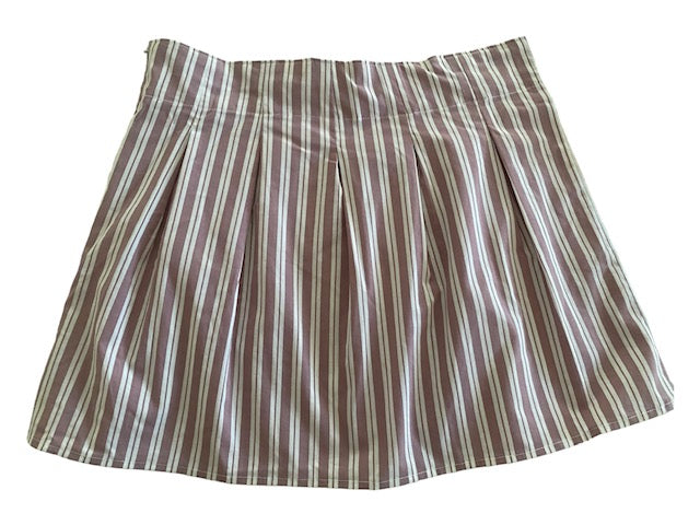 Newnorm Upcylced Red+White Cotton Stripe Pleated Skirt