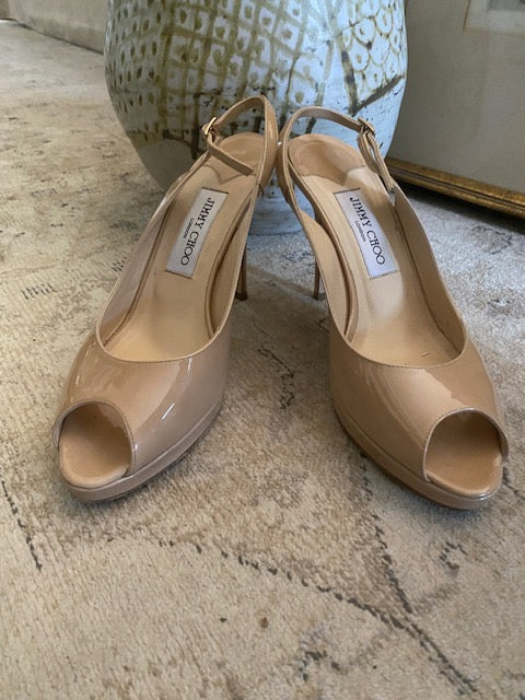 Pre-Owned Jimmy Choo London Patent Leather- Nude