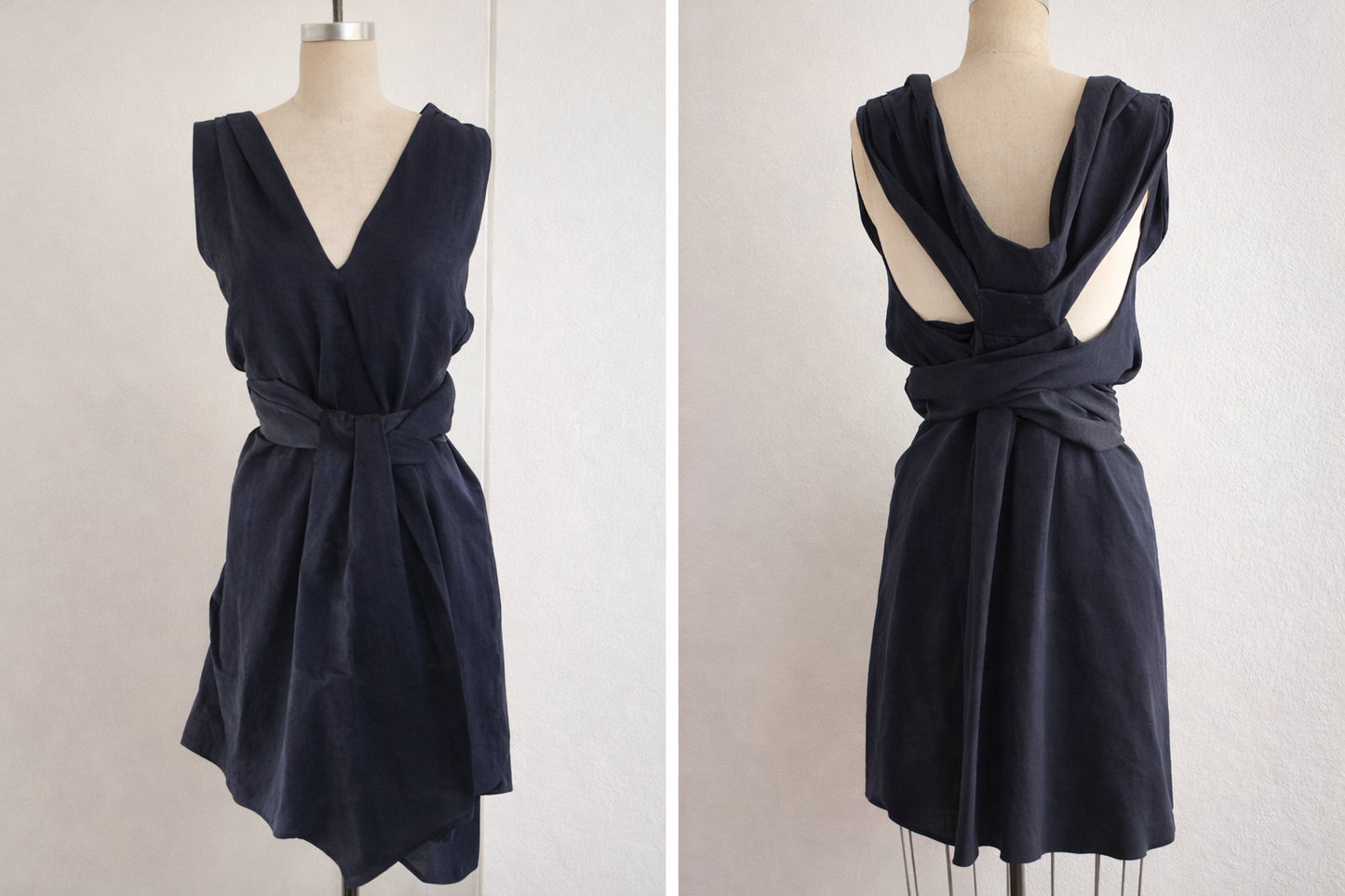 Pre-Owned Dries Van Noten Heavy Silk Faille Wrap Dress